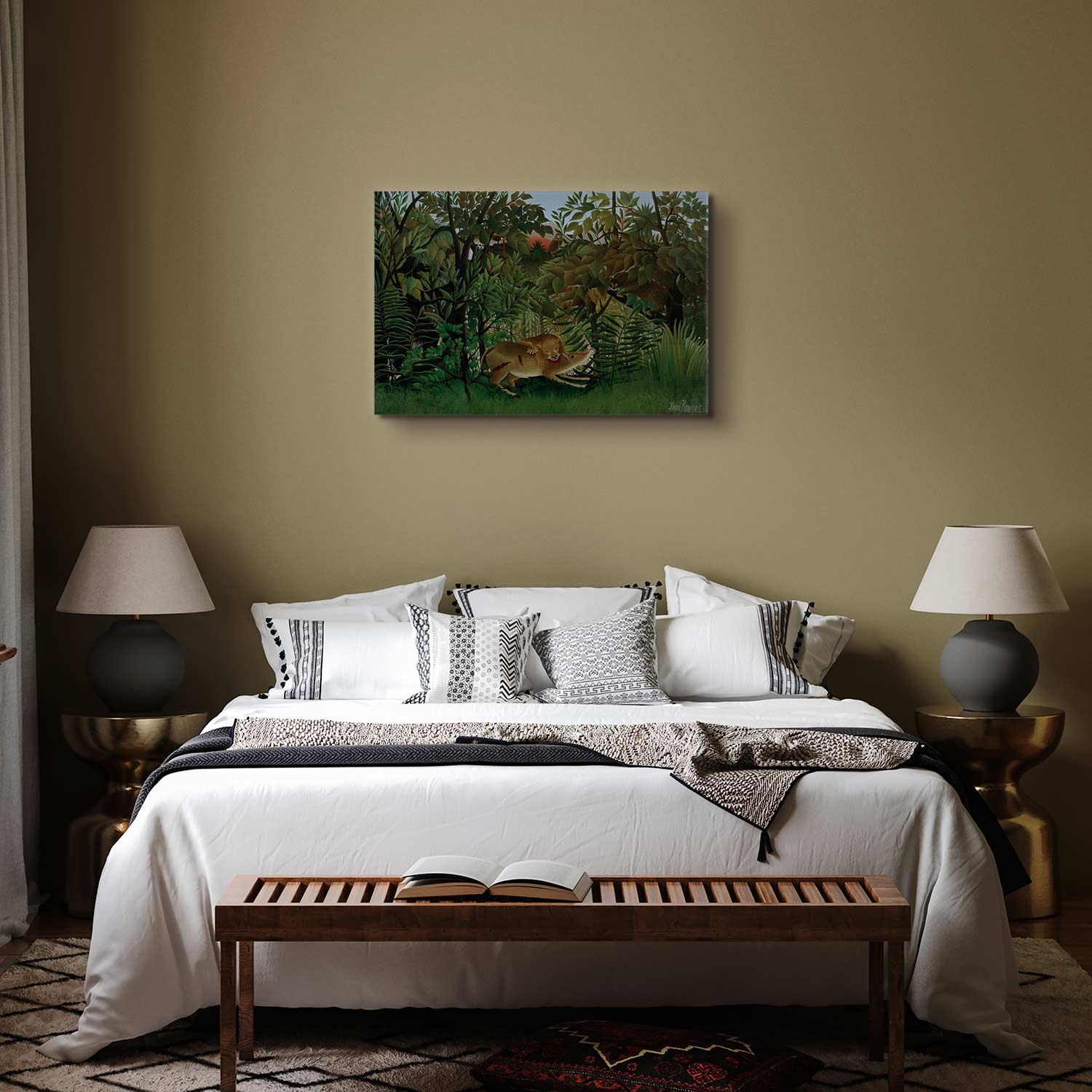 Jungle Lion Attack Classic Canvas Print