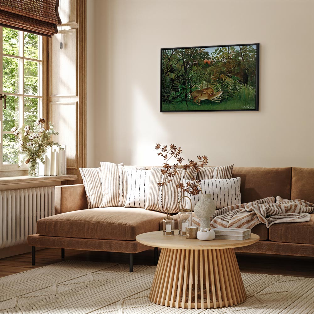 Leinwanddruck – Der Löwe greift die Antilope an (Henri Rousseau)