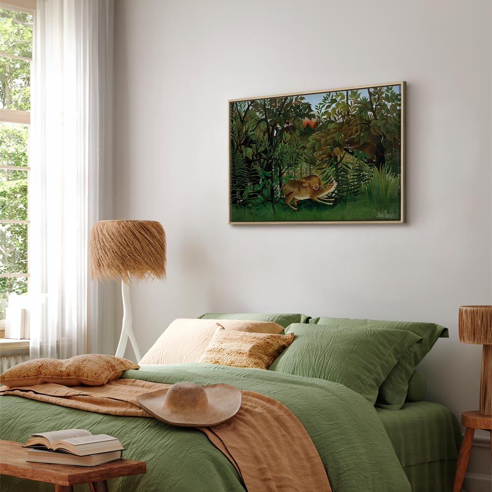 Leinwanddruck – Der Löwe greift die Antilope an (Henri Rousseau)