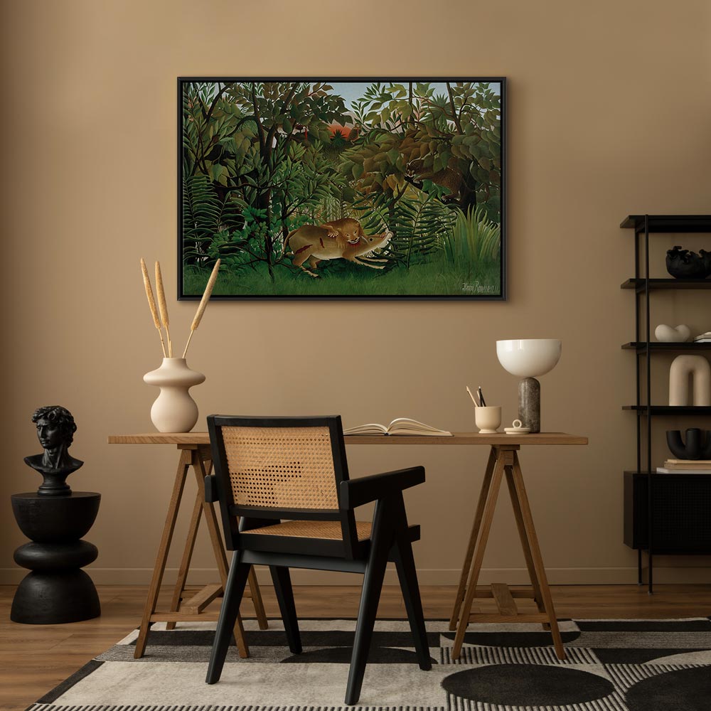 Leinwanddruck – Der Löwe greift die Antilope an (Henri Rousseau)