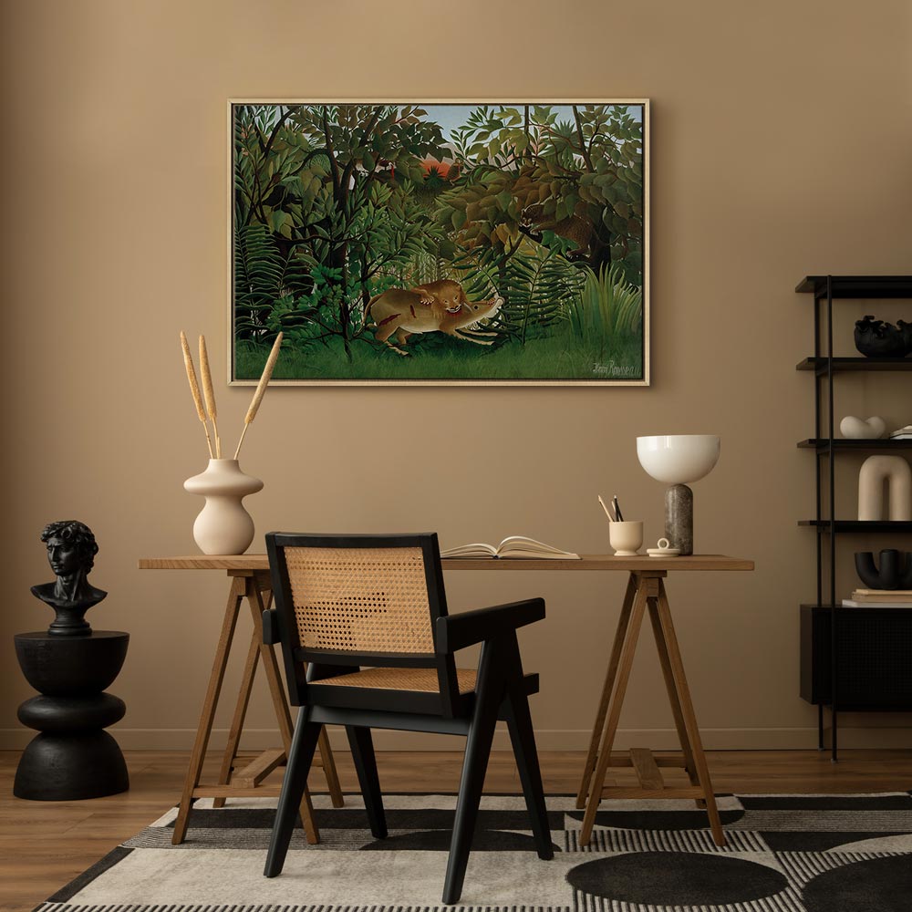 Leinwanddruck – Der Löwe greift die Antilope an (Henri Rousseau)
