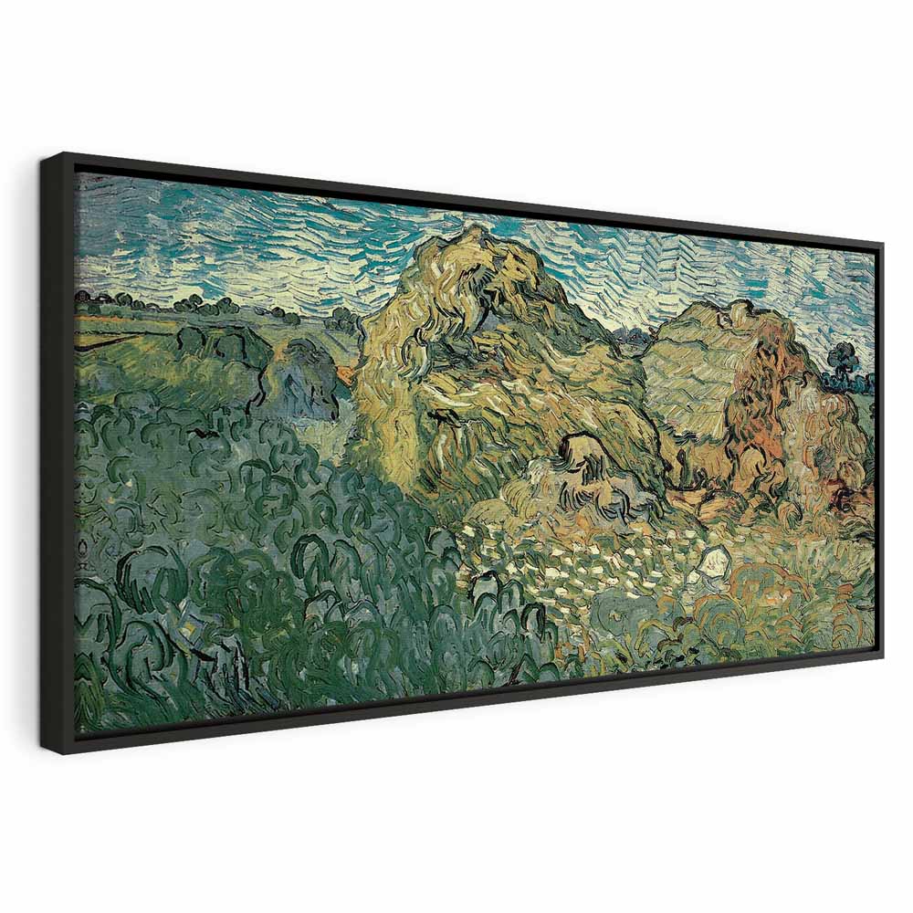 Canvas Print Field with Wheat Stacks Van Gogh
