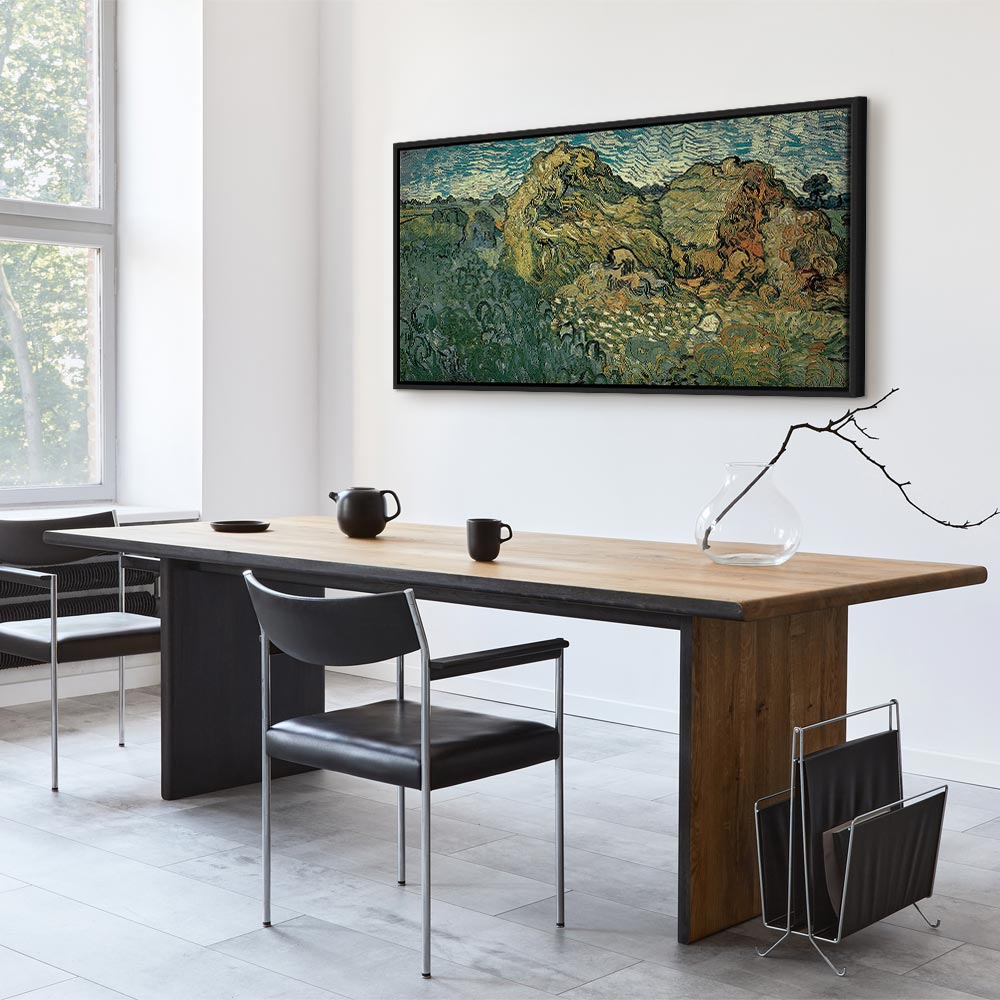 Leinwanddruck „Feld mit Weizenhaufen“ von Van Gogh