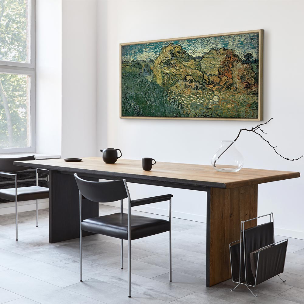 Leinwanddruck „Feld mit Weizenhaufen“ von Van Gogh