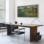 Leinwanddruck „Feld mit Weizenhaufen“ von Van Gogh