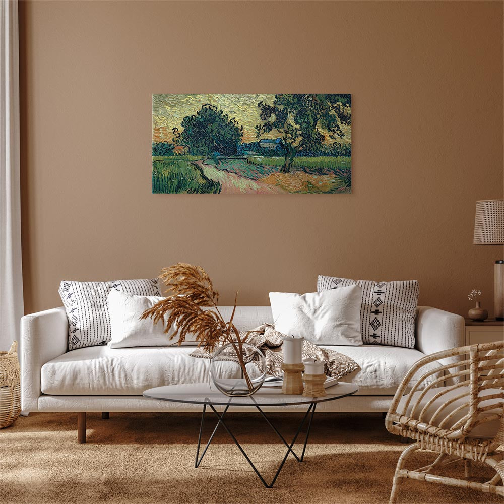 Canvas Print - Landscape with the Chateau of Auvers at Sunset