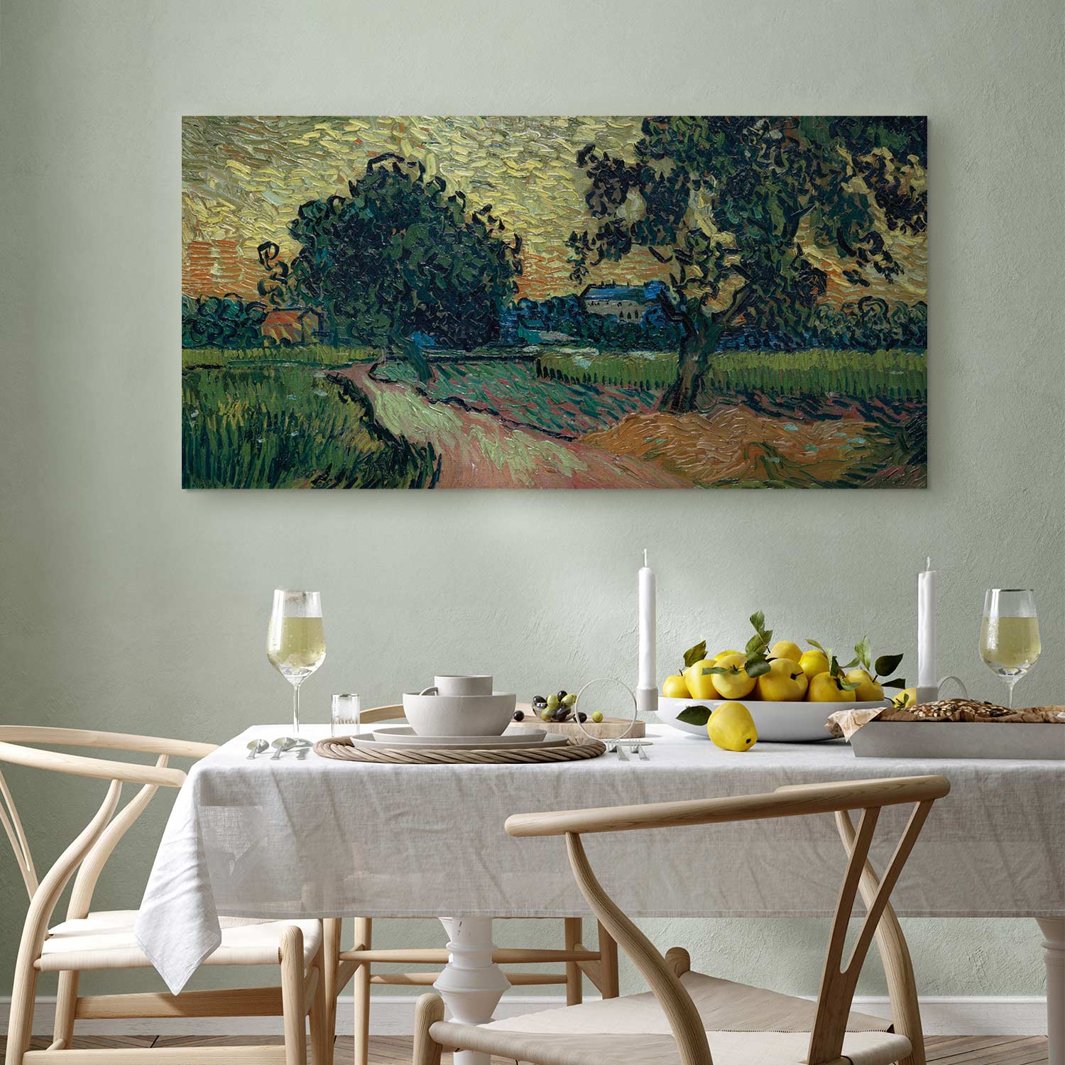 Auvers Sunset Landscape Classic Canvas Print