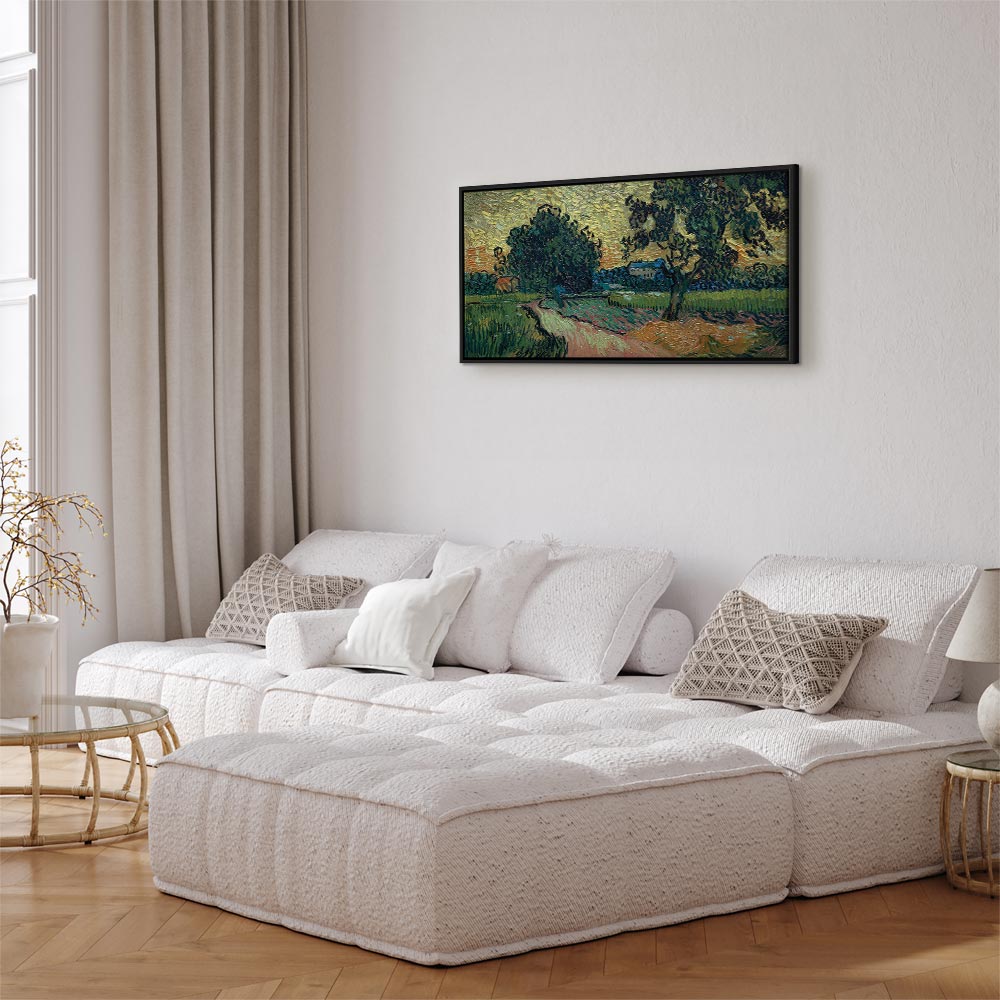 Canvas Print - Landscape with the Chateau of Auvers at Sunset