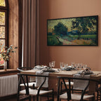 Leinwanddruck – Landschaft mit dem Schloss Auvers bei Sonnenuntergang