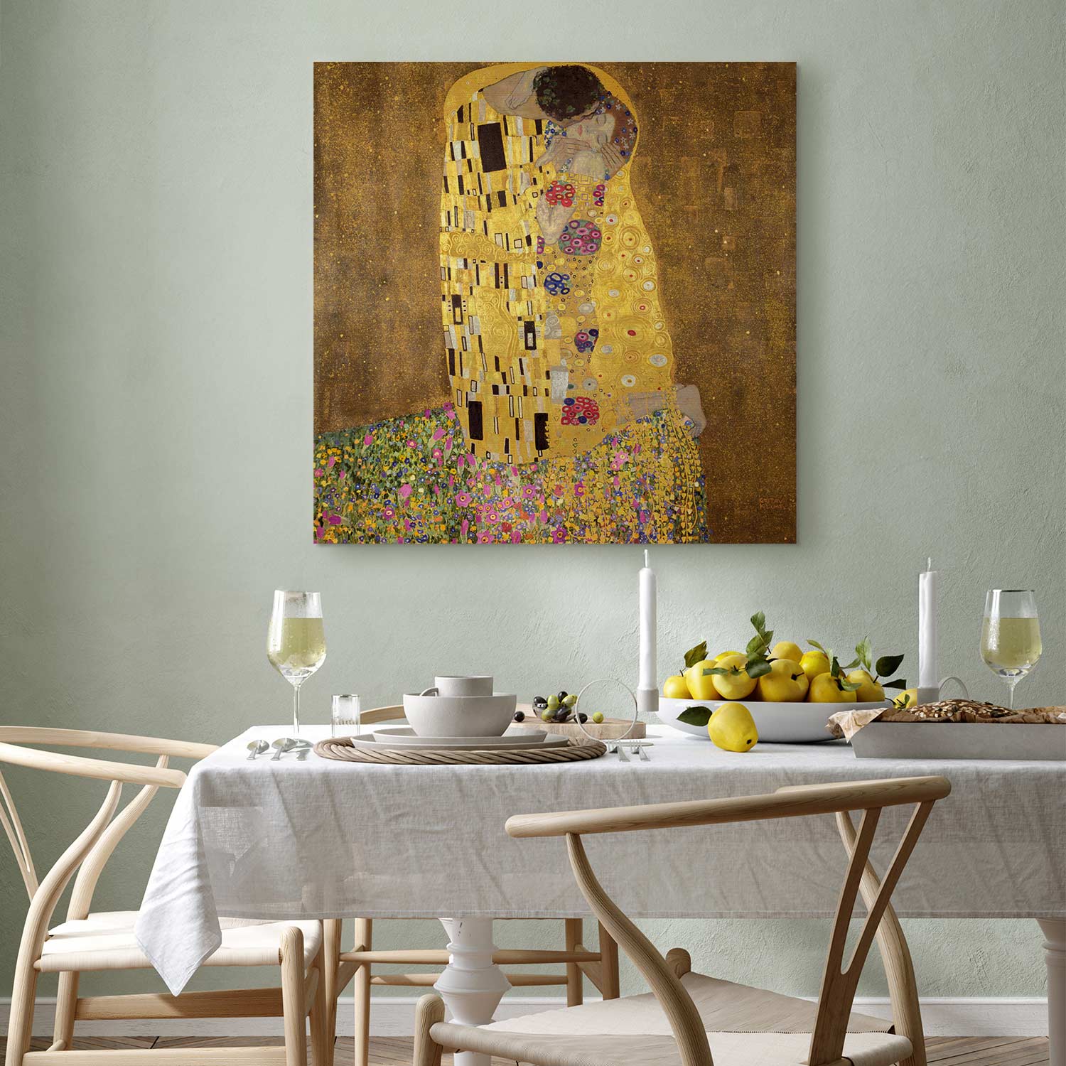 Gustav Klimt The Kiss Gold Romantic Canvas Print