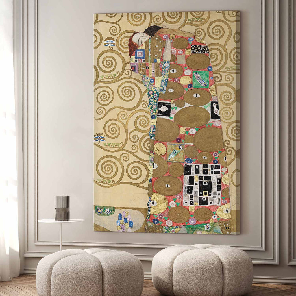 Klimt The Fulfilment Gold Portrait DIY Large Canvas Print
