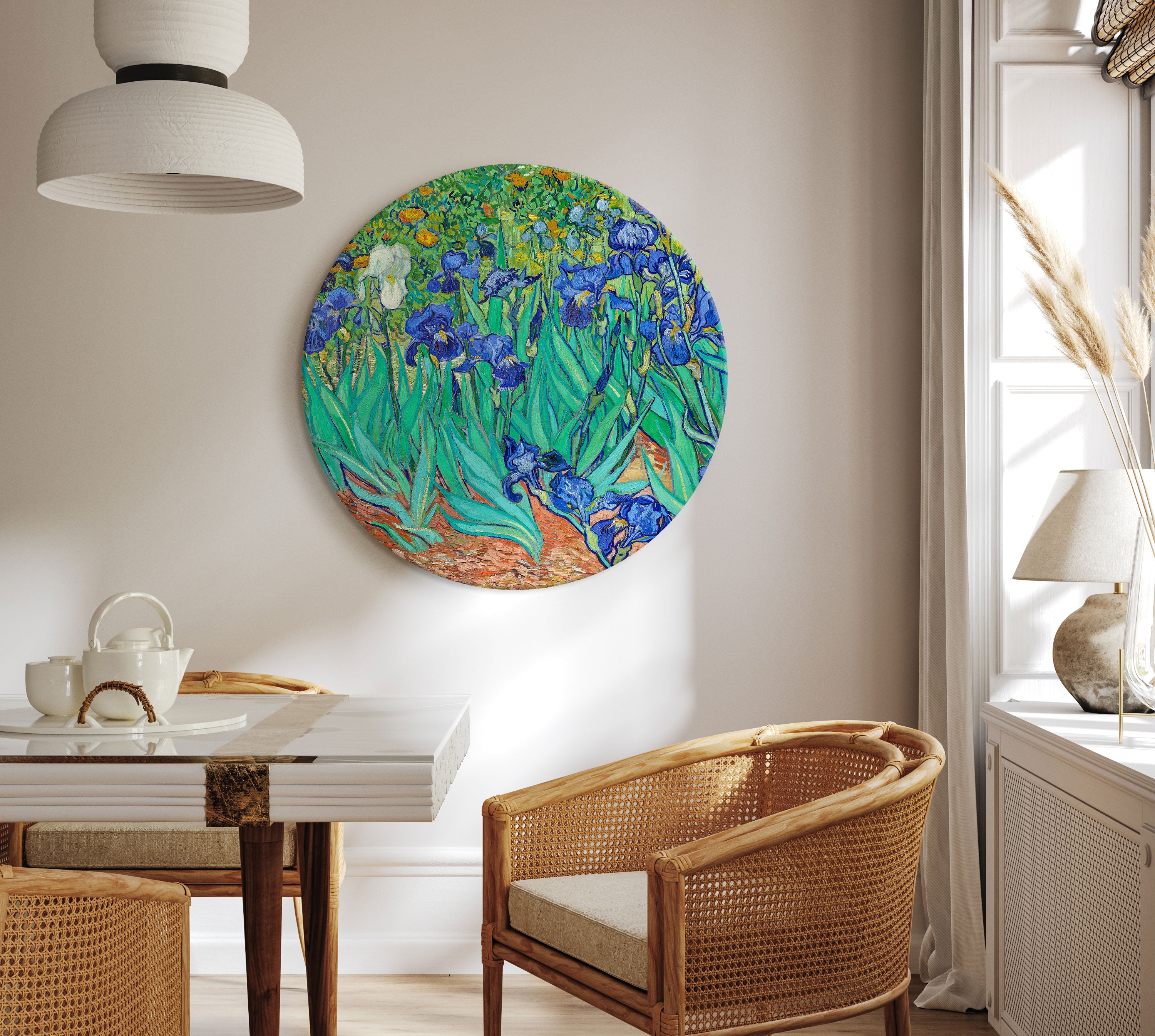 Van Gogh Irises Floral Round Canvas Print