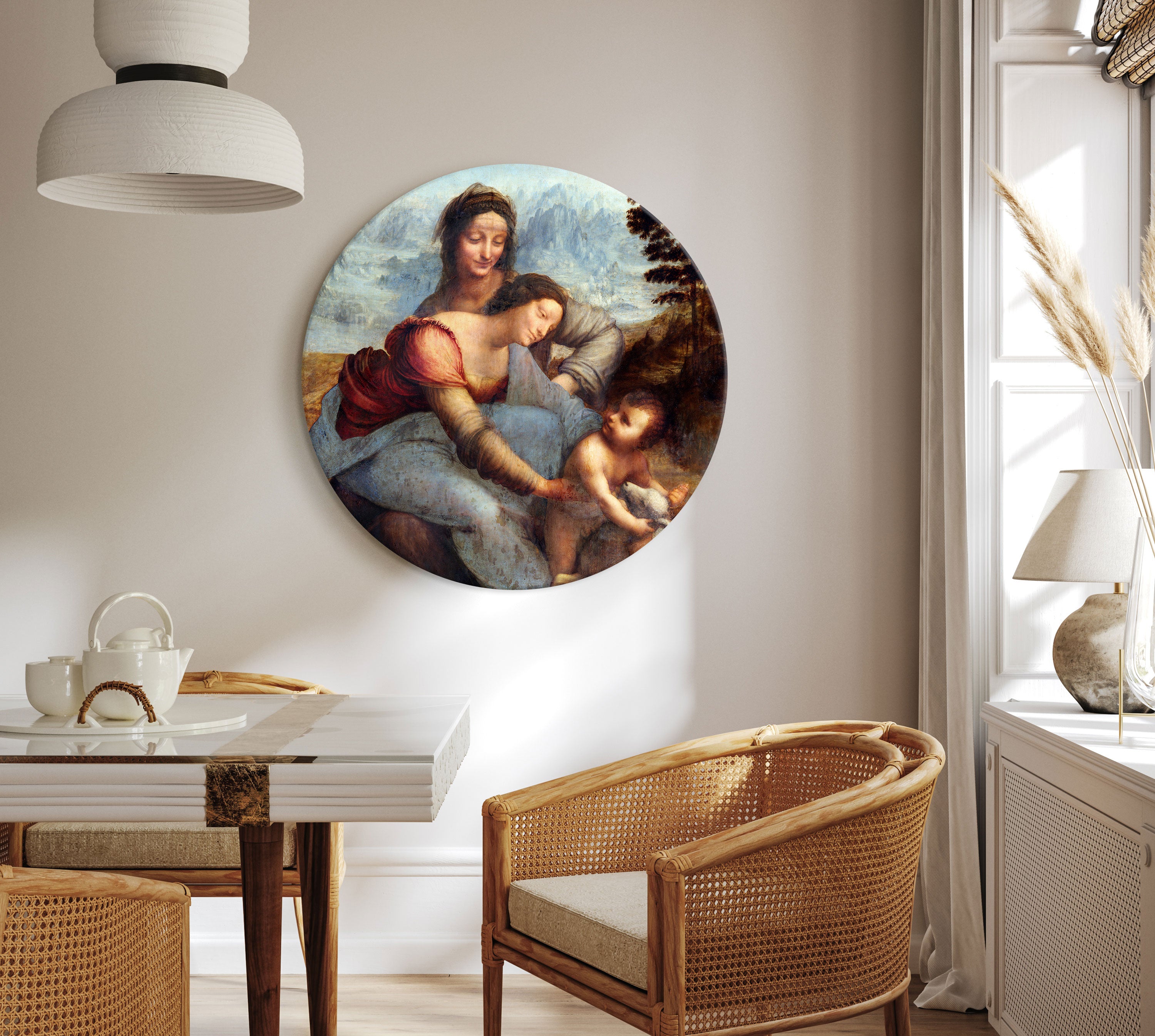 Virgin and Child Portrait Classic Round Canvas Print