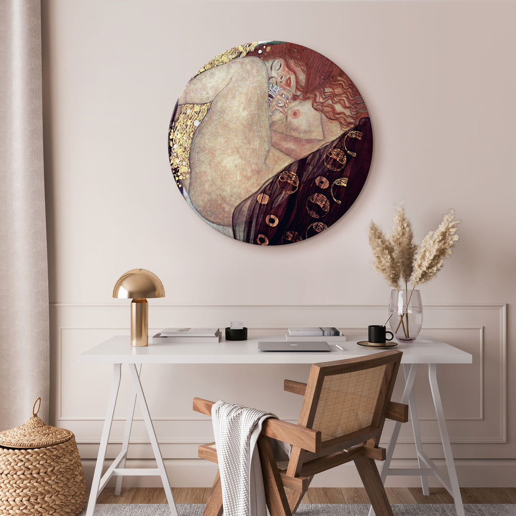 Klimt Danae Gold Romantic Round Canvas Print