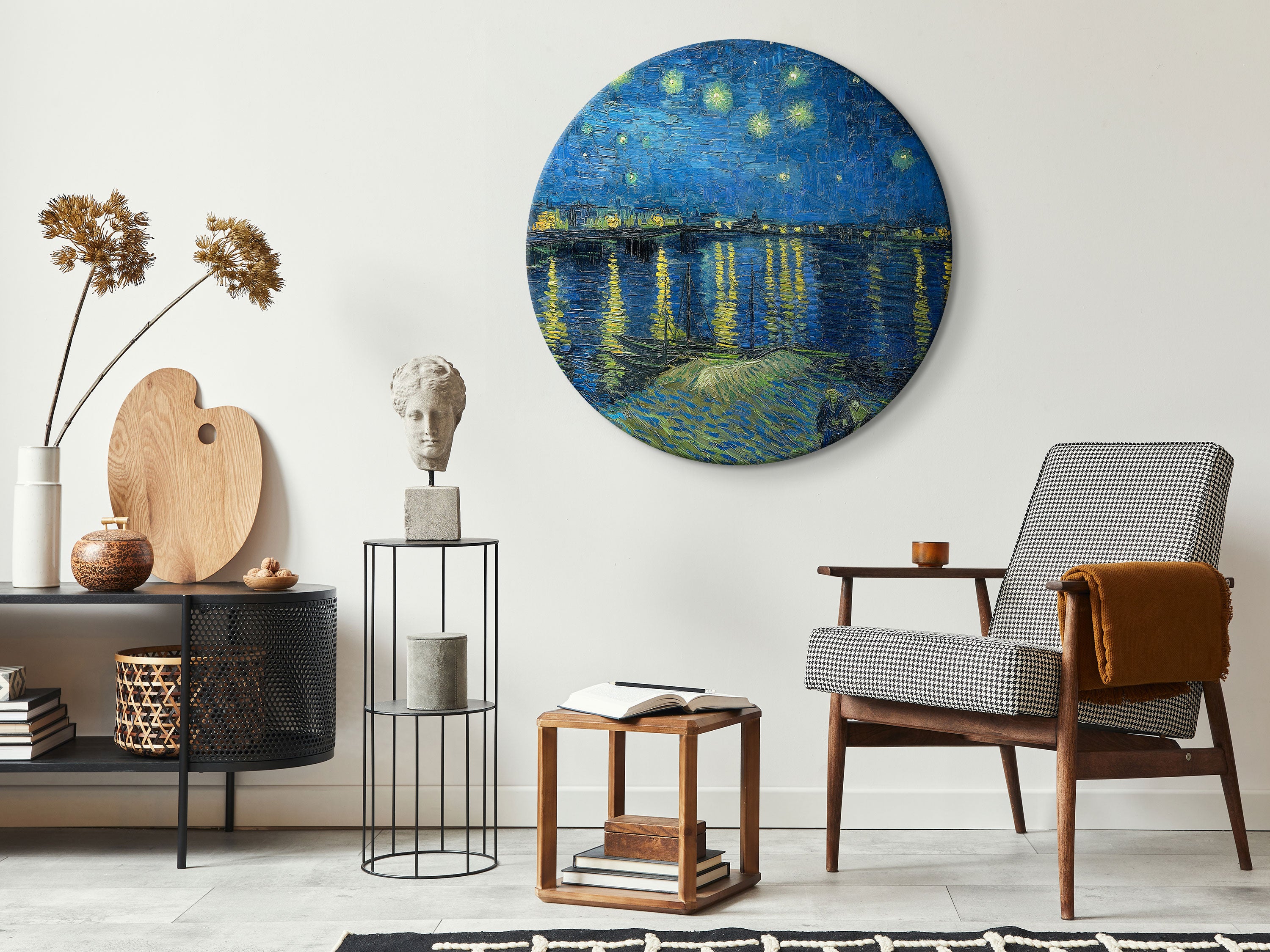 Starry Night Over the Rhone Round Canvas Print