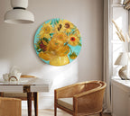Van Gogh Sunflowers Round Canvas Print