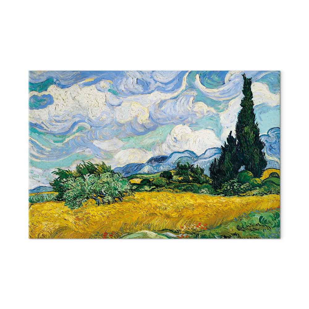 Wheat Field with Cypresses Landscape Canvas Print