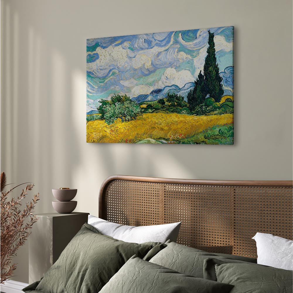 Wheat Field with Cypresses Landscape Canvas Print