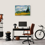 Wheat Field with Cypresses Landscape Canvas Print