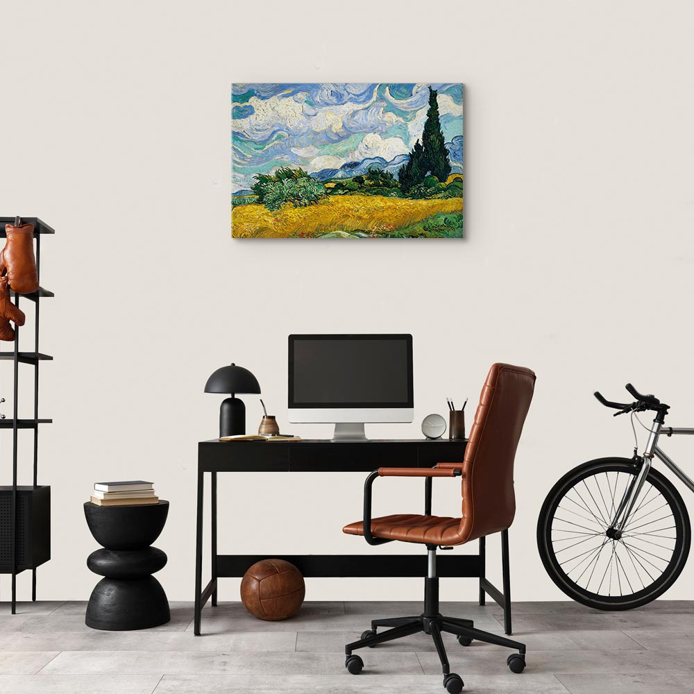 Wheat Field with Cypresses Landscape Canvas Print