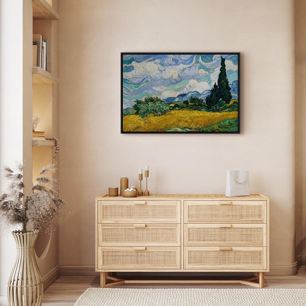 Wheat Field with Cypresses Landscape Canvas Print