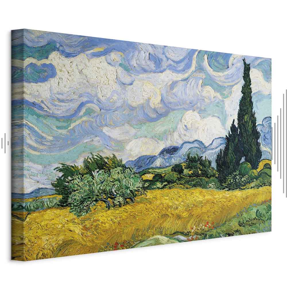 Wheat Field with Cypresses Landscape Canvas Print