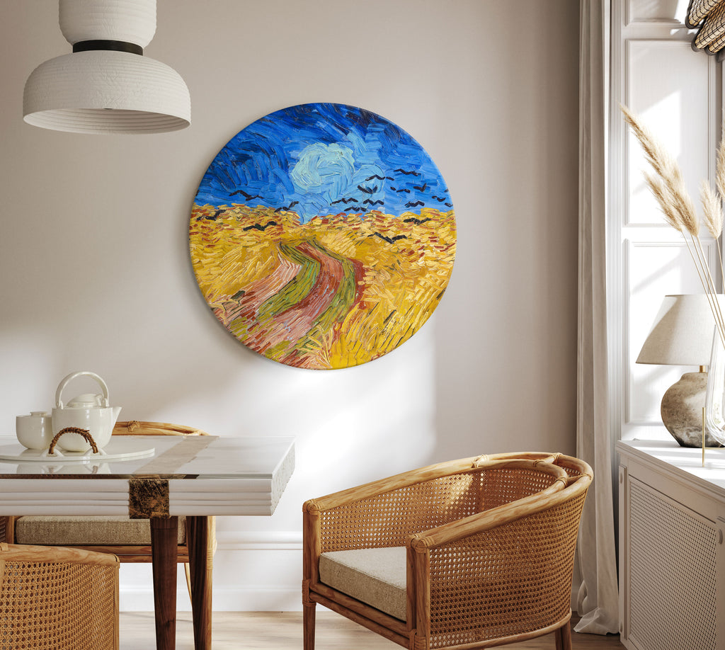 Van Gogh Wheatfield With Crows Round Canvas Print
