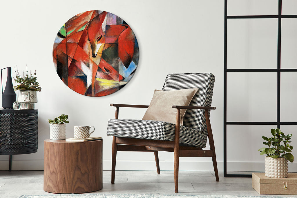 Franz Marc Foxes Abstract Round Canvas Print