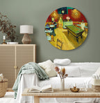 Van Gogh Night Cafe Expressionist Round Canvas Print