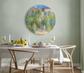 Monet Garden Floral Round Canvas Print