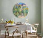 Monet Garden Floral Round Canvas Print