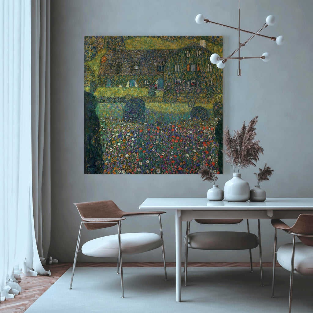 Canvas Print Country House on the Attersee Lake