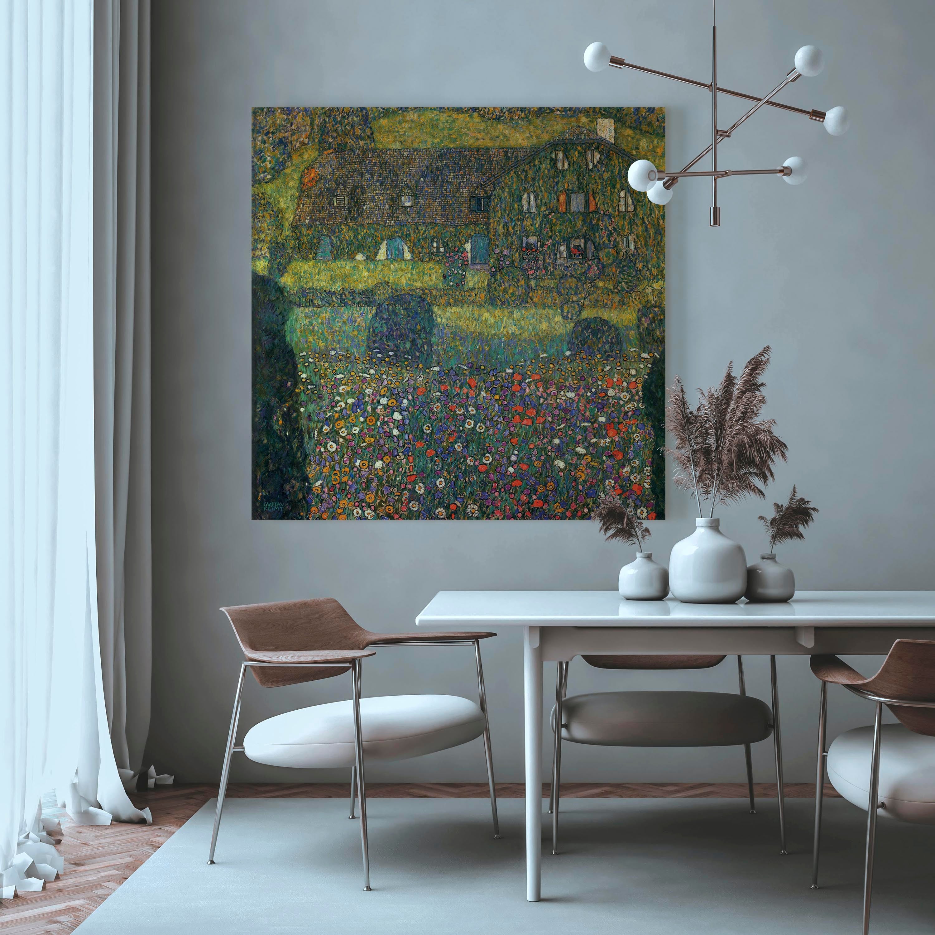 Canvas Print Country House on the Attersee Lake