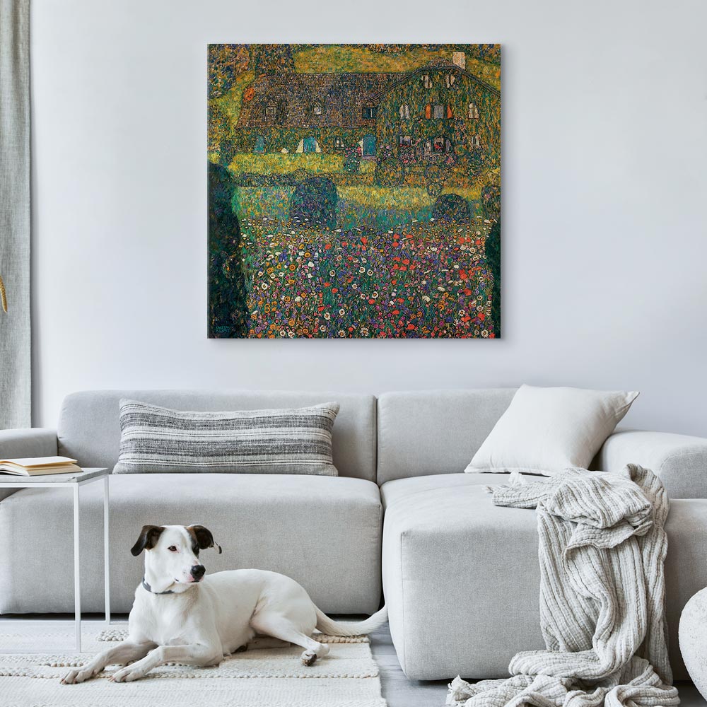 Canvas Print Country House on the Attersee Lake