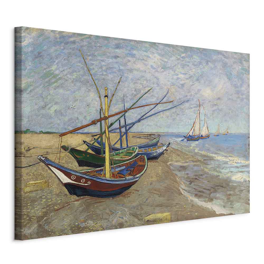 Fishing Boats Beach Classic Canvas Print