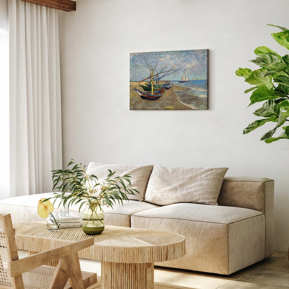 Fishing Boats Beach Classic Canvas Print