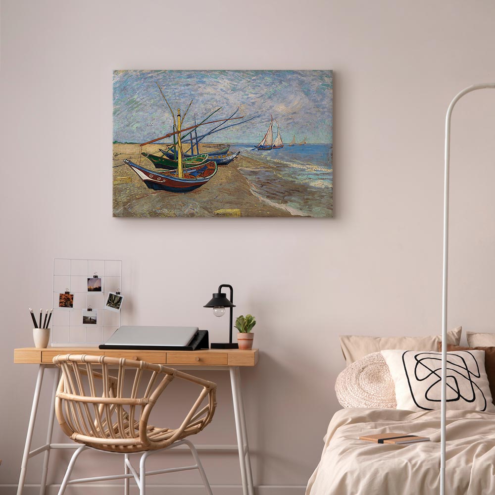 Fishing Boats Beach Classic Canvas Print