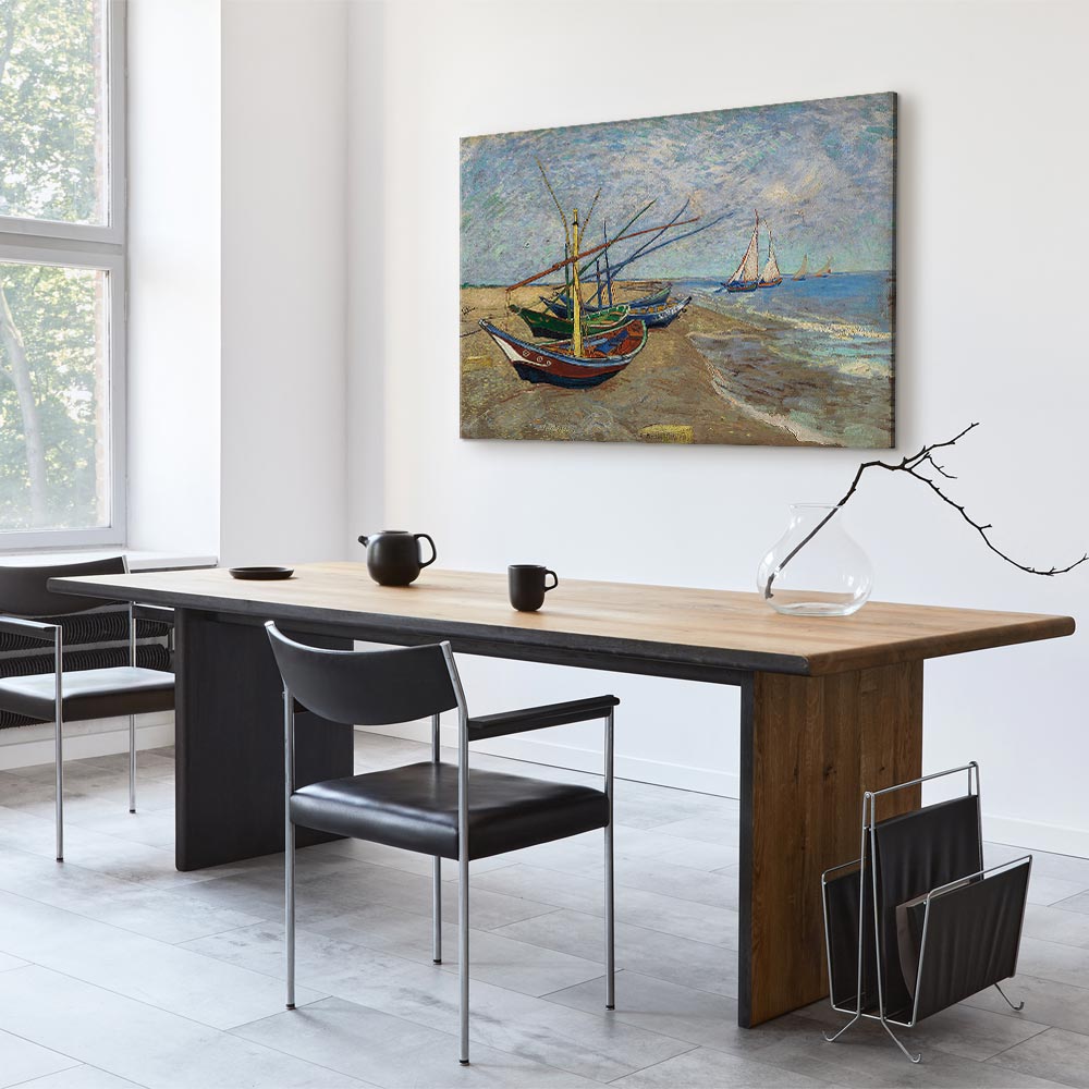 Fishing Boats Beach Classic Canvas Print