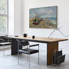 Fishing Boats Beach Classic Canvas Print