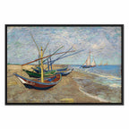 Fishing Boats Beach Classic Canvas Print