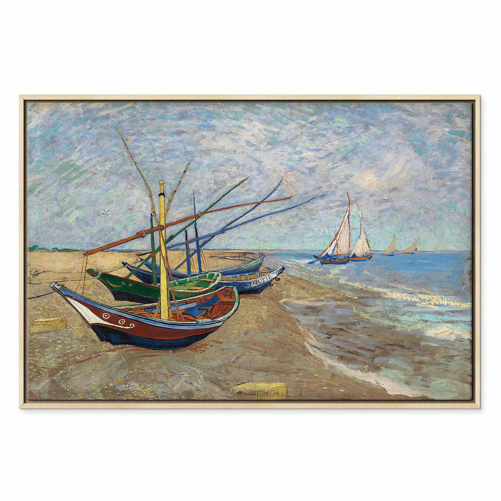 Fishing Boats Beach Classic Canvas Print