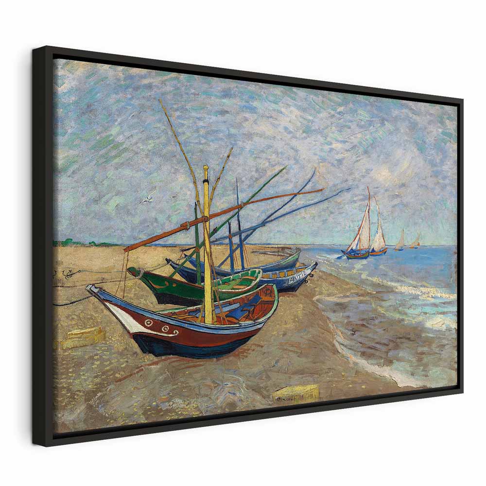 Fishing Boats Beach Classic Canvas Print