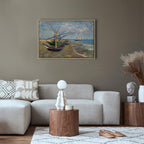 Fishing Boats Beach Classic Canvas Print