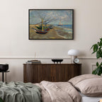 Fishing Boats Beach Classic Canvas Print