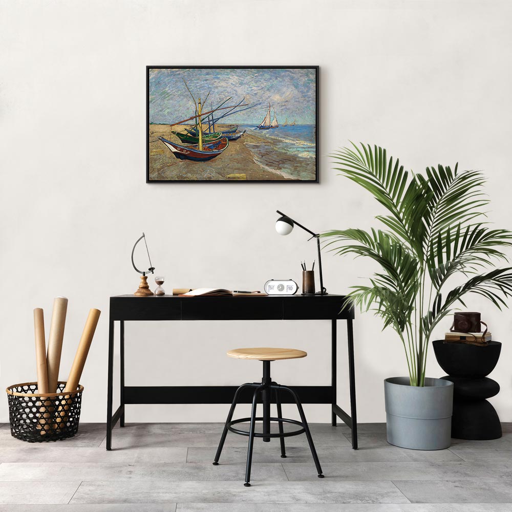 Fishing Boats Beach Classic Canvas Print