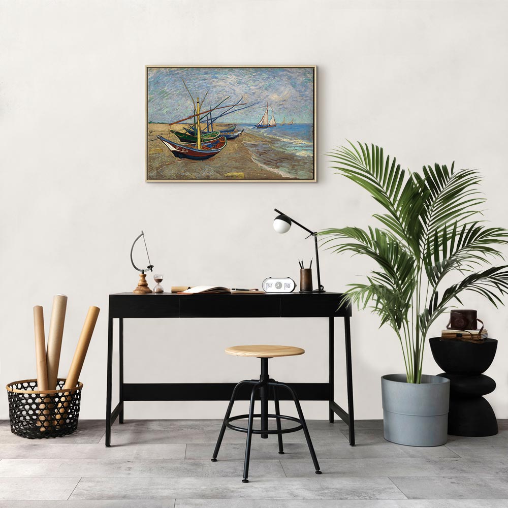 Fishing Boats Beach Classic Canvas Print