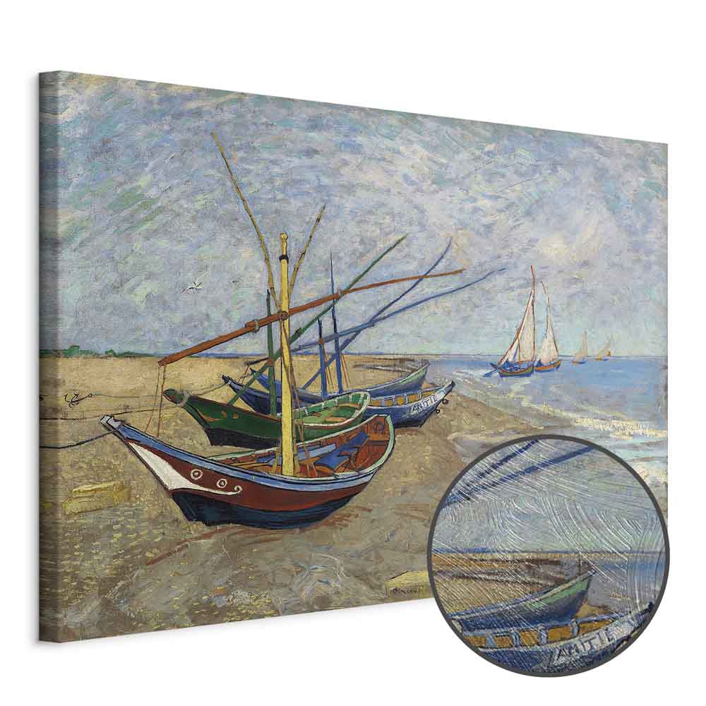 Fishing Boats Beach Classic Canvas Print