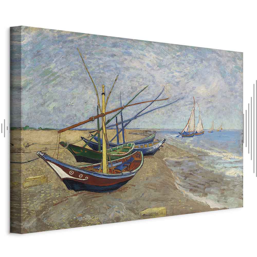 Fishing Boats Beach Classic Canvas Print