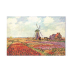 Monet Tulip Fields Windmill Landscape Canvas Print