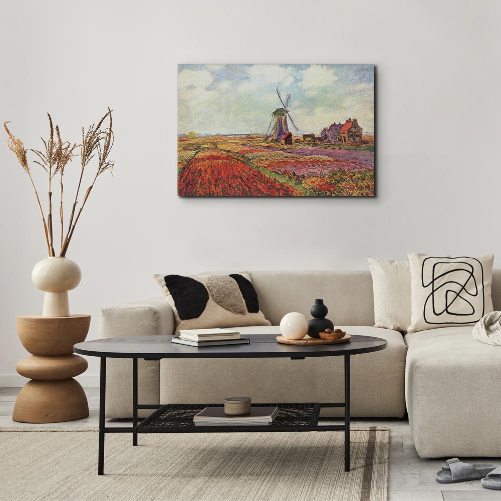 Monet Tulip Fields Windmill Landscape Canvas Print